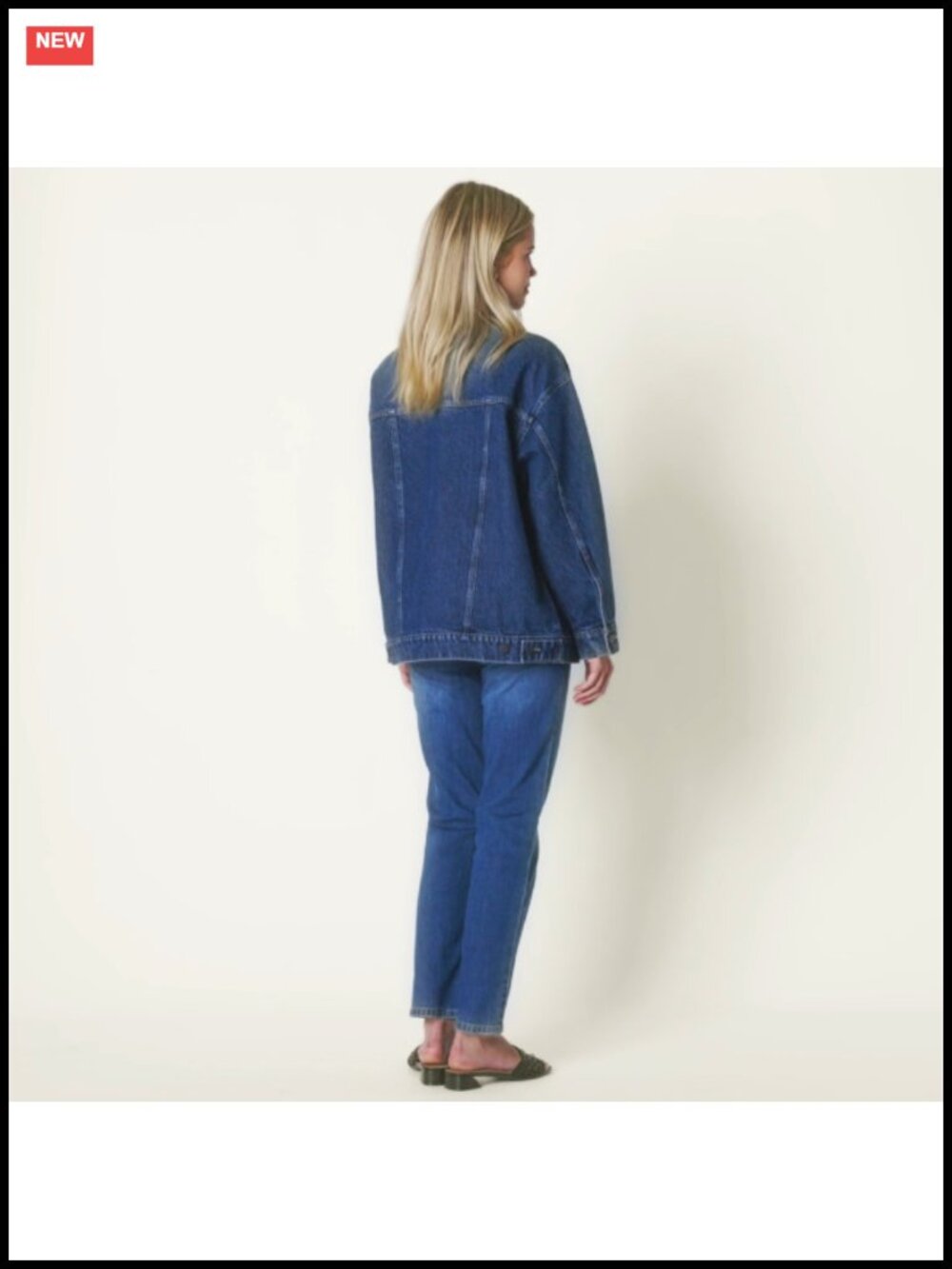 Oversized Rigid Denim Trucker Jacket Button Front Chest Pockets - Picture 6 of 6